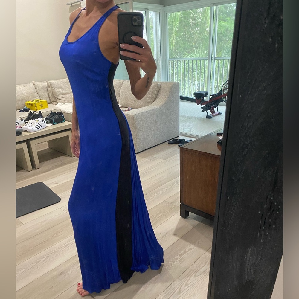 Chic Royal Blue and Black Maxi Dress